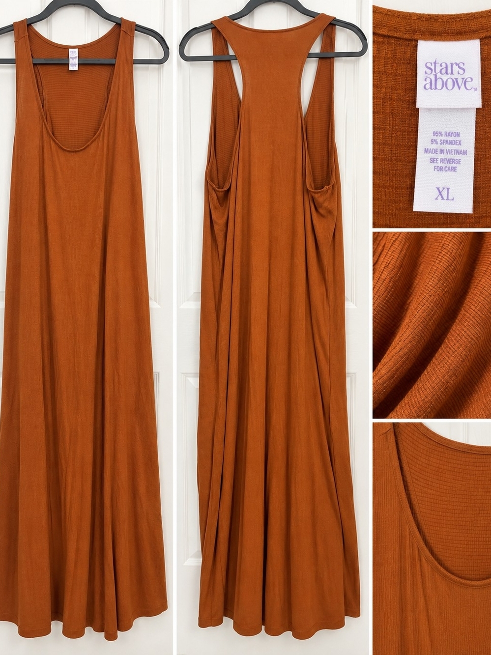 stars above Burnt Orange Maxi Racerback Tank Dress